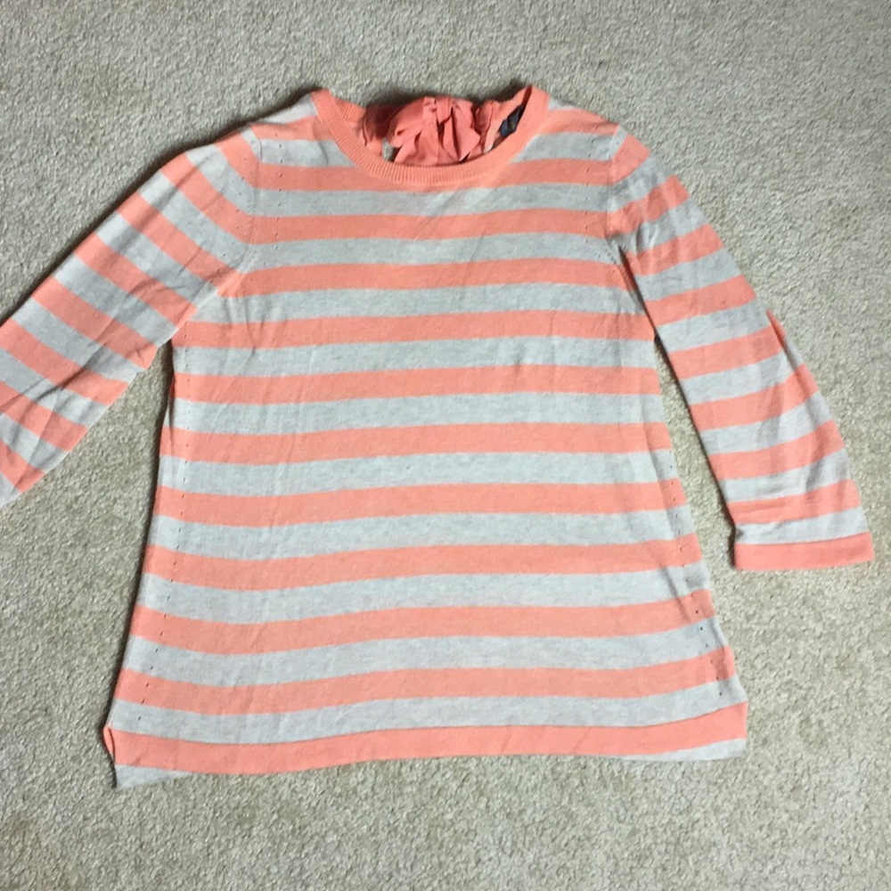 Outback red peach and tan striped sweater XS